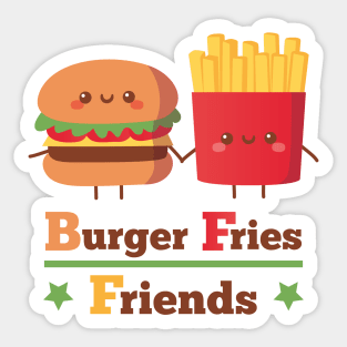 Cute Burger and Fries Friends BFF Funny Sticker
